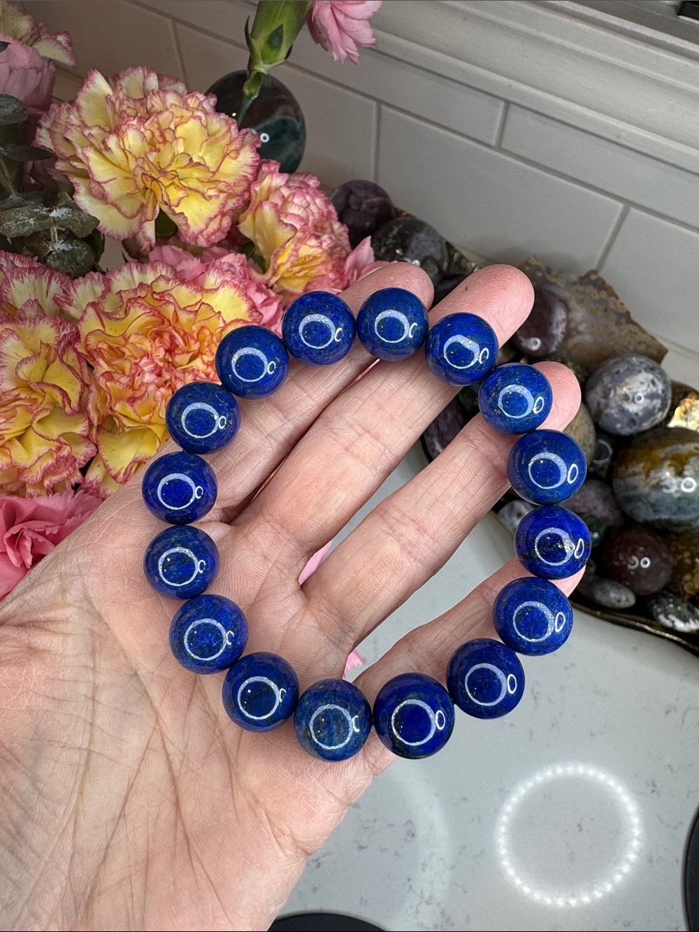 Stunning HQ Lapis Lazuli Bracelet 13mm: B1015